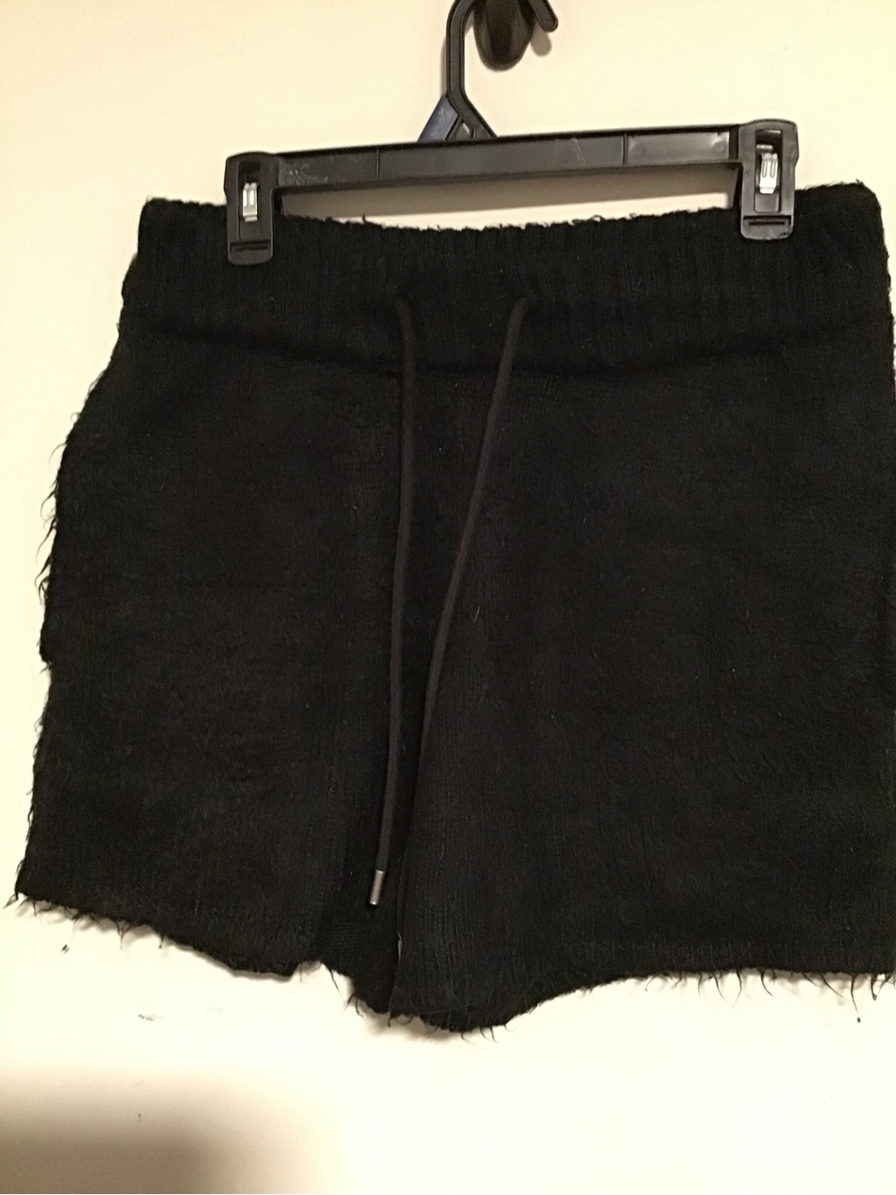 MNML Black Fuzzy Knit Drawstring Shorts